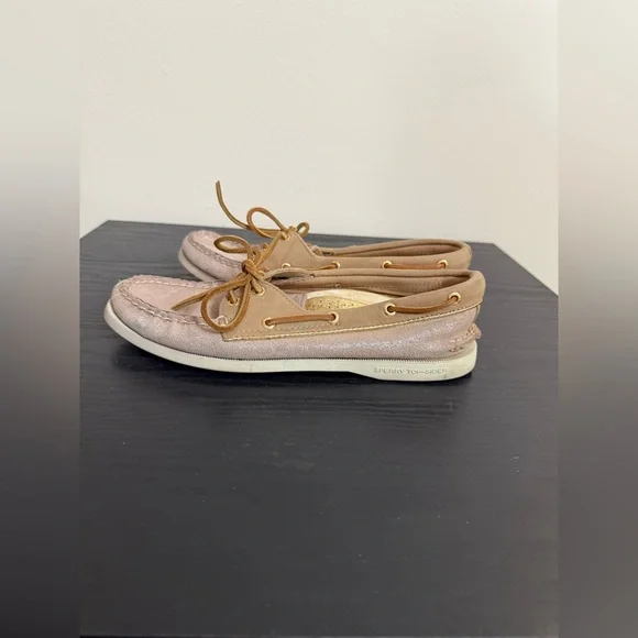 Milly for Sperry Top Sider Sparkle Gold and Tan Loafers 8 Ladies - Picture 4 of 6